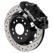 Wilwood black XRS6R front caliper with 13.06-inch drilled and slotted rotor, assembled brake view for 1963–1987 Chevrolet / GMC Trucks with Aluminum ProSpindles