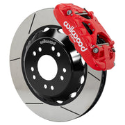 Wilwood red XRS6R front caliper with 14.00-inch slotted rotor, assembled brake view for 1963–1987 Chevrolet / GMC Trucks with Aluminum ProSpindles