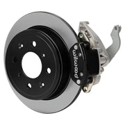 Wilwood black HM7 rear caliper with 9.37-inch plain rotor, assembled brake view for Honda / Acura Original Rear Disc Applications