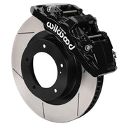Wilwood black AERO6-DM front caliper with 13.39-inch slotted rotor, assembled brake view for 2007–2015 Toyota Tundra / 2008–2015 Sequoia