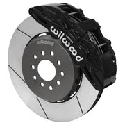 Wilwood black SX6R front caliper with 15.00-inch slotted rotor, assembled brake view for Roadster Shop Mustang II Spindles