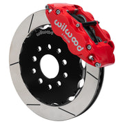 Assembled Wilwood front FNSL6R caliper and rotor assembly for Chevrolet Corvette C7, GT-slotted rotor and red powder coat caliper