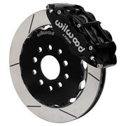 Assembled Wilwood front FNSL6R caliper and rotor assembly for Chevrolet Corvette C7, GT-slotted rotor and black powder coat caliper
