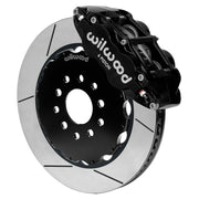 Assembled Wilwood front FNSL6R caliper and rotor assembly for Chevrolet Corvette C7, GT-slotted rotor and black powder coat caliper