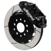 Assembled Wilwood front XRS6R caliper and rotor assembly for Chevrolet Corvette C7, GT-slotted rotor and black powder coat caliper