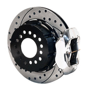 Assembled Wilwood rear Dynalite Pro Series caliper and rotor assembly for Big Ford Housing Ends, 2.36-Inch Offset, SRP drilled and slotted rotor and polish caliper