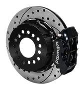 Assembled Wilwood rear Dynalite Pro Series caliper and rotor assembly for Mopar/Dana Axles, 2.36-Inch Offset, SRP drilled and slotted rotor and black powder coat caliper