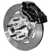 Wilwood black Dynalite caliper and 12.19-inch plain face rotor for Ford Drum-Brake Spindles, assembled front view