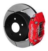 Wilwood red Dynapro DS caliper and 12.19-inch gt slotted rotor for Pontiac GTO, assembled rear view