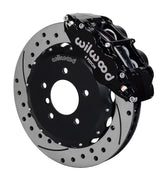 Wilwood black Superlite 6R caliper and 13.06-inch srp drilled and slotted rotor for BMW M3 E36 (1995–1999) & Z3 M Roadster (1998–2001), assembled front view