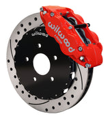 Wilwood red Superlite 6R caliper and 13.06-inch srp drilled and slotted rotor for Corvette C5/C6, XLR & Ridetech-Hub GM applications, assembled front view