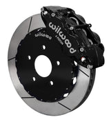 Wilwood black Superlite 6R caliper and 13.06-inch gt slotted rotor for Corvette C5/C6, XLR & Ridetech-Hub GM applications, assembled front view