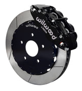 Wilwood black Superlite 6R caliper and 14-inch gt slotted rotor for Corvette C5/C6, XLR & Ridetech-Hub GM applications, assembled front view