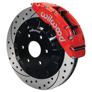 Wilwood red TC6 caliper and 16-inch srp drilled and slotted rotor for GM Six-Lug Trucks & SUVs, assembled front view