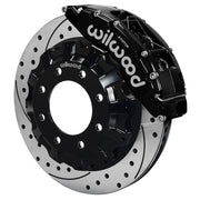 Wilwood black TC6 caliper and 16-inch srp drilled and slotted rotor for GM Eight-Lug Trucks, SUVs & Hummer H2, assembled front view