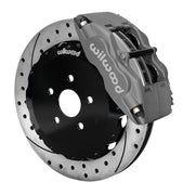 Wilwood Type III anodized Superlite 4 caliper and 12.88-inch srp drilled and slotted rotor for Scion tC, assembled front view