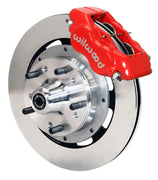 Wilwood red Dynalite caliper and 12.19-inch plain face rotor for GM 11-Inch-Rotor Disc Spindles, assembled front view