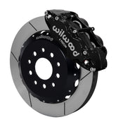 Wilwood black Superlite 6R caliper and 13.06-inch gt slotted rotor for Ford Mustang, assembled front view