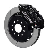 Wilwood black Superlite 6R caliper and 14-inch gt slotted rotor for Ford Mustang, assembled front view