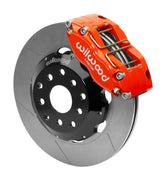 Wilwood red Dynapro DS caliper and 12-inch gt slotted rotor for Subaru Impreza, WRX, WRX STI, Forester, Legacy & Outback, assembled front view