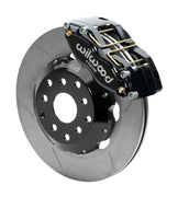 Wilwood black Dynapro DS caliper and 12-inch gt slotted rotor for Subaru Impreza, WRX, WRX STI, Forester, Legacy & Outback, assembled front view