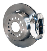 Assembled view of a Wilwood polished FDLI rear caliper with a 12.19-inch plain rotor