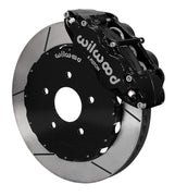 Assembled view of a Wilwood black FNSL6R front caliper with a 13.06-inch slotted rotor