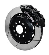 Assembled view of a Wilwood black FNSL6R front caliper with a 14.00-inch slotted rotor