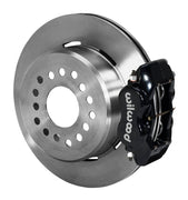 Assembled view of a Wilwood black FDLI rear caliper with a 12.19-inch plain rotor