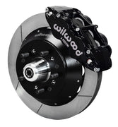 Assembled view of a Wilwood black FNSL6R front caliper with a 14.00-inch slotted rotor
