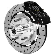 Wilwood Forged Dynalite Internal front brake assembly with black caliper and drilled-and-slotted rotors