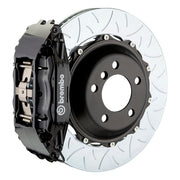 The Brembo Gran Turismo Front Big Brake Kit for 964 Carrera 2 (1990-94) includes GT 4-Piston calipers, FM1000 pads, 355mm x 32mm cross-drilled rotors, Goodrich braided lines, and CNC billet mounts. It offers premium braking performance and durability.