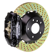 The Brembo Gran Turismo Rear Big Brake Kit for 930 includes GT 4-Piston calipers, FM1000 pads, 345mm x 28mm cross-drilled rotors, Goodrich braided lines, and CNC billet mounts. This comprehensive kit delivers exceptional braking performance and reliability.