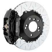 The Brembo Gran Turismo Rear Big Brake Kit for 930 includes GT 4-Piston calipers, FM1000 pads, 345mm x 28mm cross-drilled rotors, Goodrich braided lines, and CNC billet mounts. This comprehensive kit delivers exceptional braking performance and reliability.