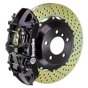 The Brembo Gran Turismo Front Big Brake Kit for 996 C2 (1999-2004) offers a complete braking solution with 6-Piston cast monobloc calipers loaded with FM1000 pads. It also features 355mm x 32mm cross-drilled rotors, Goodrich braided lines, and precision CNC billet mounting hardware for outstanding stopping power.