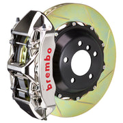 The Brembo GT-R Nickel Plated Front Big Brake Kit for 993 C2/C4 (1995-98) boasts 6-Piston cast monobloc calipers equipped with FM1000 performance pads, ideal for both street and racing. The kit includes 355mm x 32mm cross-drilled high-carbon rotors, Goodrich braided lines, and CNC machined mounting hardware, delivering an outstanding braking enhancement.