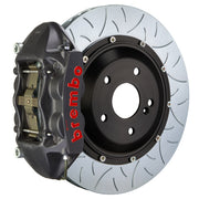 The Brembo GT-S Black Hard Anodized Rear Big Brake Kit for the 996 C2 (1999-2004) features 4-piston calipers with high-performance FM1000 pads for street and track use. It includes 345mm cross-drilled rotors, Goodrich braided brake lines, and CNC Billet mounting hardware, delivering top-tier braking performance.