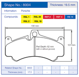 Pagid Racing No. 8004 Front Brake Pads for Porsche 997 (2005–2013)