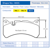 Pagid Racing Front Brake Pad Set No. 8005 product image 2