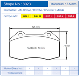 Pagid Racing Front Brake Pad Set No. 8023 product image 2