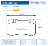 Competition Motorsport Pagid Racing Rear Racing Brake Pads No. 8031