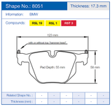 Competition Motorsport Pagid Racing Rear Racing Brake Pads No. 8051