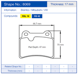 Pagid Racing Rear Brake Pad Set No. 8069 product image 2