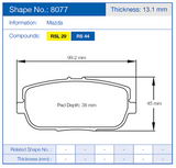 Pagid Racing Rear Brake Pad Set No. 8077 for Porsche 993 product image 2