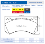 Pagid Racing Front Brake Pad Set No. 8081