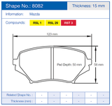 Pagid Racing Front Brake Pad Set No. 8082 product image 2