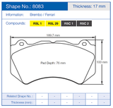 Pagid Racing Front Brake Pad Set No. 8083 product image 2