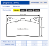 Pagid Racing Rear Brake Pad Set No. 8089 for Mercedes CLS 63 AMG/SLS AMG Black Series