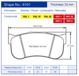 Pagid Racing Front Brake Pad Set No. 8101 RSL1 for Porsche 991 product image 2