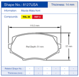 Pagid Racing Front Brake Pad Set No. 8127 product image 2